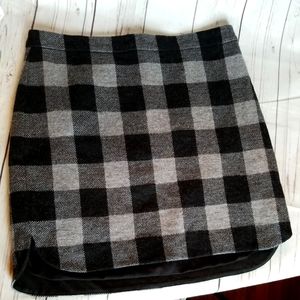 Madewell black & gray check buffalo plaid shirt tail skirt sz 2